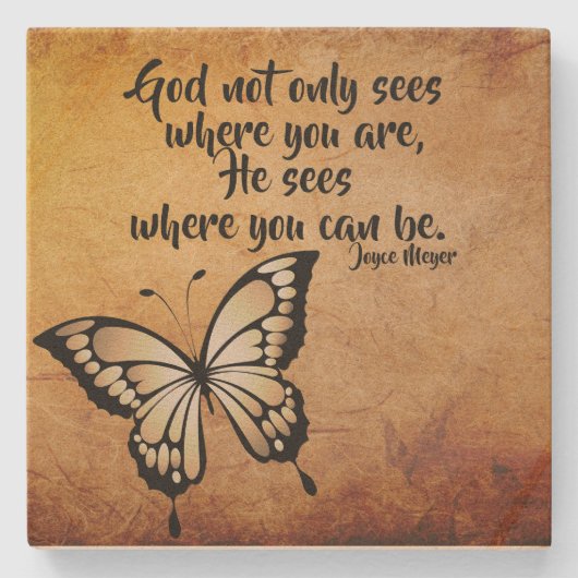 Faith-Based Butterfly Sandstone Beverage Coaster Stenen Onderzetter (Voorkant)