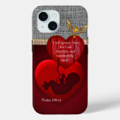 Faith Based Faux Neutral Hessian Embryo Red Heart  Case-Mate iPhone Case (Achterkant)