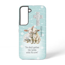 Faith Based Pastel Turquoise Floral Lambs Cross 