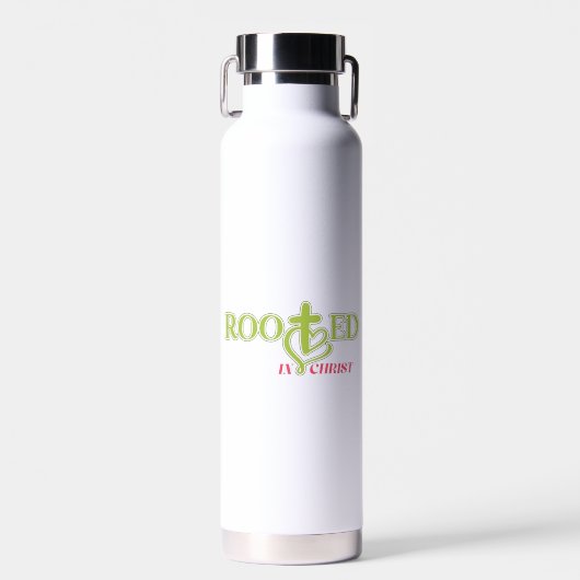 Faith Based Tumbler Rooted in Christ Quote Waterfles (Voorkant)