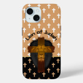 Faith Beige Black White Crosses Lion of Judah Case-Mate iPhone Case (Achterkant)