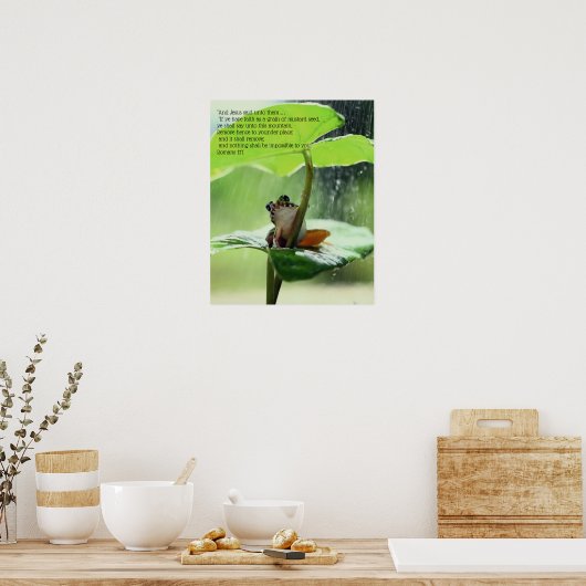 Faith Bible Verse Inspirerend Cute Green Frog Poster (Keuken)