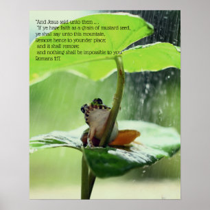 Faith Bible Verse Inspirerend Cute Green Frog Poster
