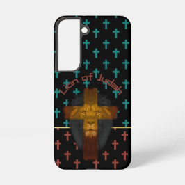 Faith Black Red Turquoise Crosses Lion of Judah Samsung Galaxy Hoesje