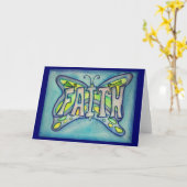 Faith Blue Butterfly Art Greeting of Note Cards Kaart (Gele Bloem)