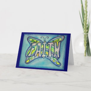 Faith Blue Butterfly Art Greeting of Note Cards Kaart