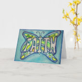 Faith Blue Butterfly Art Greeting of Note Cards Kaart (Gele Bloem)