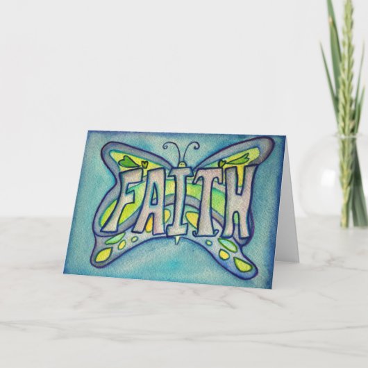 Faith Blue Butterfly Art Greeting of Note Cards Kaart (Voorkant)