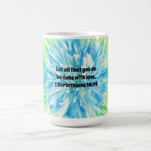 Faith Blue Flower Bible Verse Love Mok Cup