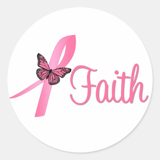 Faith Breast Cancer Awareness Ronde Sticker (Voorkant)