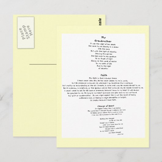 Faith Briefkaart (Voorkant / Achterkant)