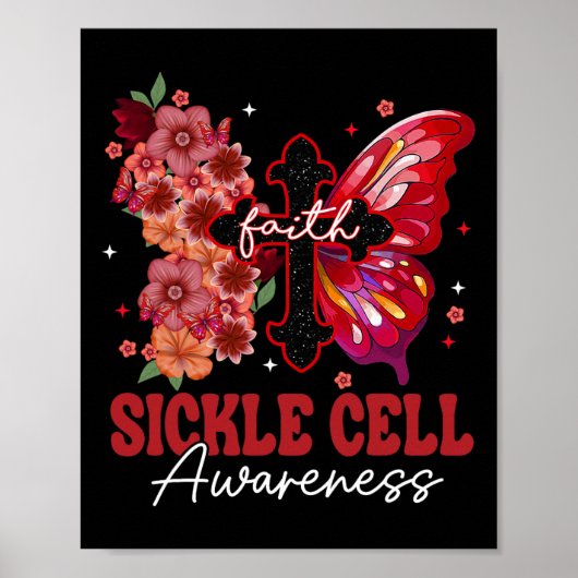 Faith Butterfly Christelijk Cross Sickle Cell Awar Poster (Voorkant)