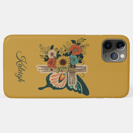 Faith Butterfly Flowers Christelijke kruisnaam Case-Mate iPhone Case (Achterkant (horizontaal))