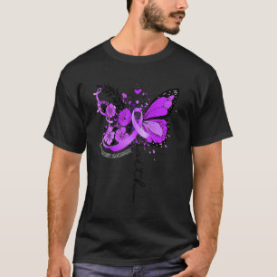 Faith Butterfly Paars Ribbon Fibromyalgia Awarene T-shirt