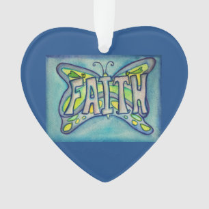 Faith Butterfly Word Art Gift Holiday Ornament