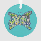 Faith Butterfly Word Art Gift Holiday Ornament (achterkant)