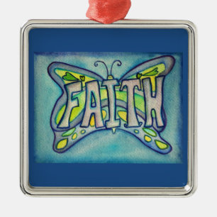 Faith Butterfly Word Art Gift Holiday Ornamenten