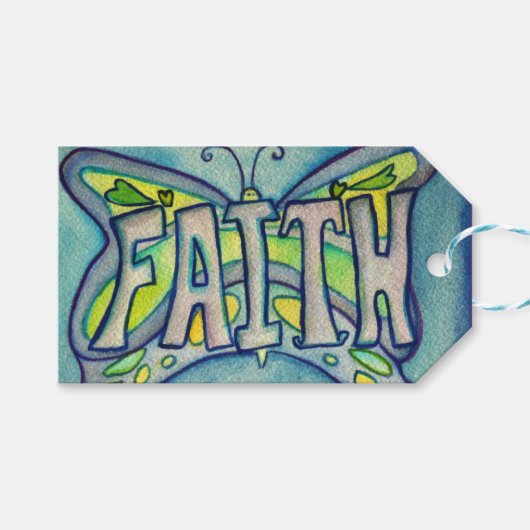 Faith Butterfly Word Custom Card CadeauLabels (Voorkant (Horizontaal))