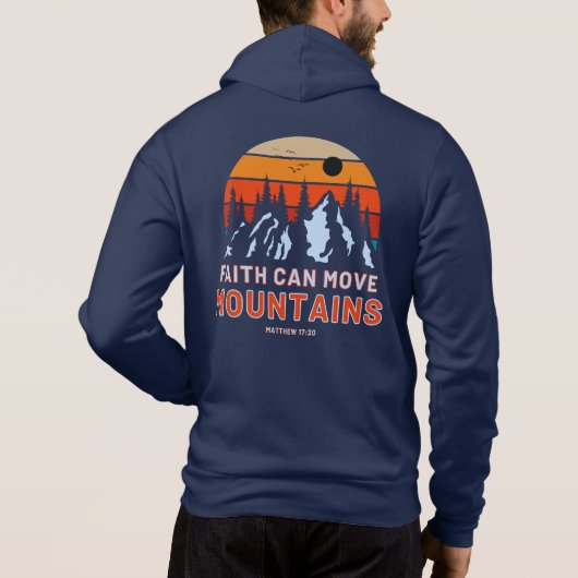 Faith Can Move Mountains Bible Full Zip-Mannen Hoodie (Achterkant)
