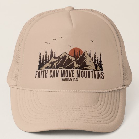 Faith Can Move Mountains Bijbel Verse Christelijk Trucker Pet (Voorkant)