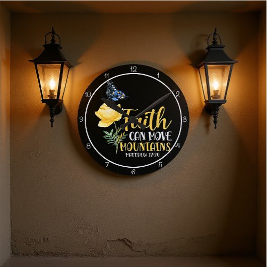 Faith Can Move Mountains Butterfly and Rose  Ronde Klok