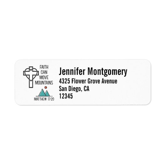 Faith Can Move Mountains Christelijk Bijbelcitaat Etiket (Voorkant)