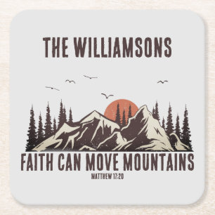 Faith Can Move Mountains Christelijke Bijbelversie Kartonnen Onderzetters