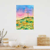 Faith Can Move Mountains Cross Inspirerend Poster (Keuken)