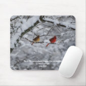Faith Cardinal Couple in Snow Bible Verse Muismat (Met muis)
