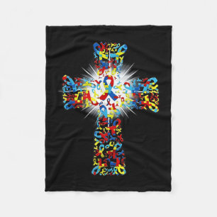 Faith Christelijk Cross Ribbon Puzzle Autism Aware Fleece Deken