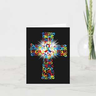 Faith Christelijk Cross Ribbon Puzzle Autism Aware Kaart