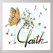 Faith Christelijke Religieuze Butterfly Dandelion Poster (Voorkant)