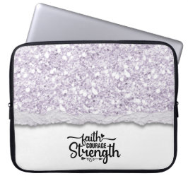 Faith Courage Strength Inspirerend quote Laptop Sleeve