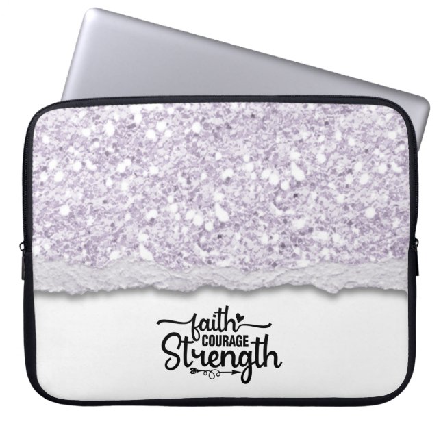 Faith Courage Strength Inspirerend quote Laptop Sleeve (Voorkant)
