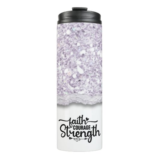Faith Courage Strength Inspirerend quote Thermosbeker (Voorkant)