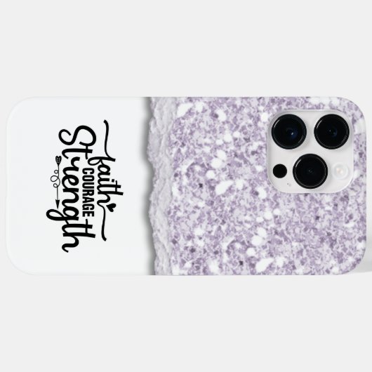 Faith Courage Strength Kalligrafie Script Quote Case-Mate iPhone Case (Achterkant (horizontaal))