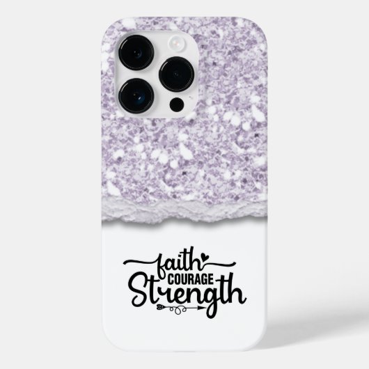 Faith Courage Strength Kalligrafie Script Quote Case-Mate iPhone Case (Achterkant)