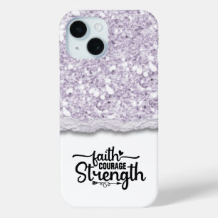 Faith Courage Strength Kalligrafie Script Quote iPhone 15 Case