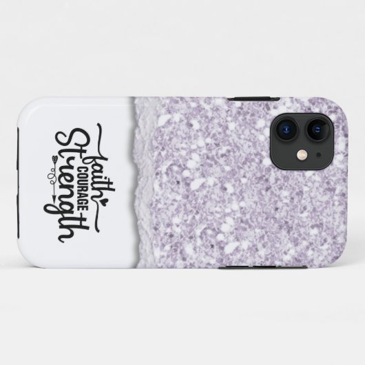 Faith Courage Strength Kalligrafie Script Quote Case-Mate iPhone Case (Achterkant (horizontaal))