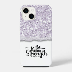 Faith Courage Strength Kalligrafie Script Quote iPhone 14 Hoesje