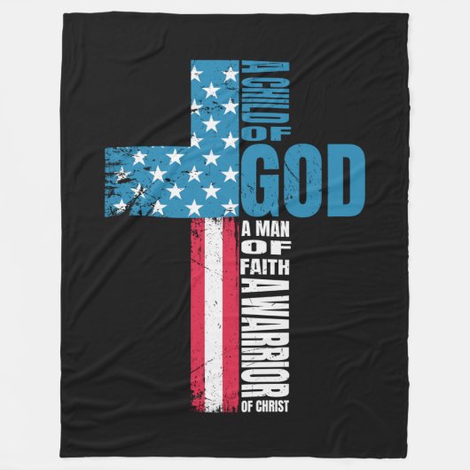 Faith Cross American Flag Jezus Fleece Deken (Voorkant)