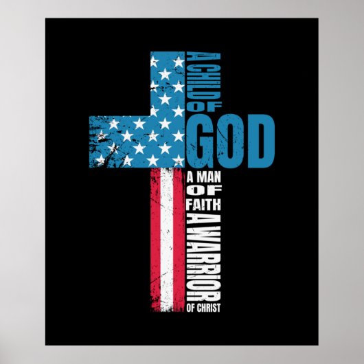 Faith Cross American Flag Jezus Poster (Voorkant)