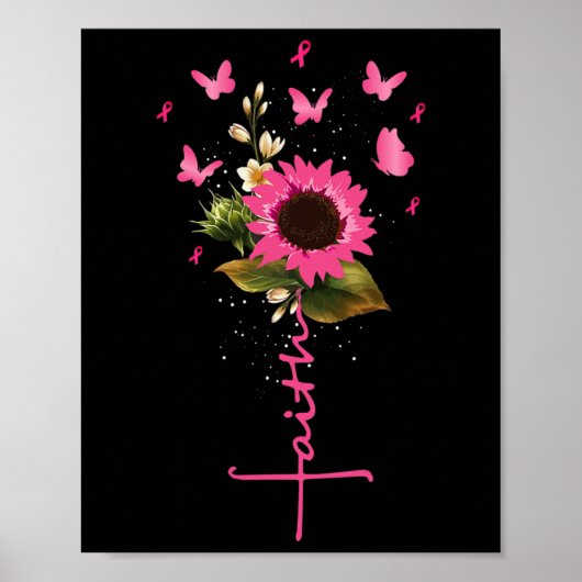 Faith Cross Breast Cancer Awareness Christelijk Gi Poster (Voorkant)