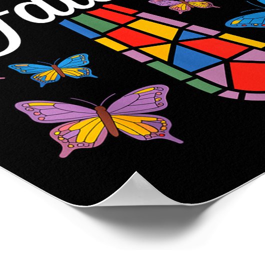 Faith Cross Butterflies And Flowers Christian  Poster (Hoek)