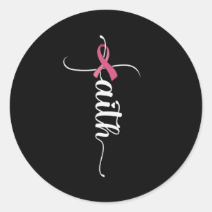 Faith Cross Christelijk Borst Cancer Awareness Ronde Sticker