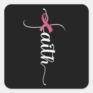 Faith Cross Christelijk Borst Cancer Awareness Vierkante Sticker