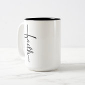 Faith Cross Coffee Mug Tweekleurige Koffiemok (Voorkant links)