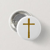 Faith Cross Gold Ronde Button 3,2 Cm (Voorkant /achterkant)