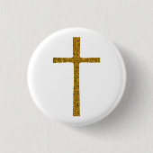 Faith Cross Gold Ronde Button 3,2 Cm (Voorkant)