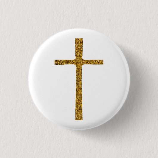 Faith Cross Gold Ronde Button 3,2 Cm (Voorkant)